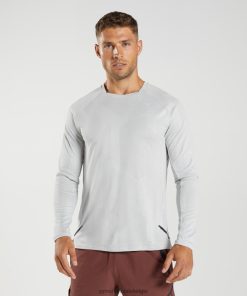 Gymshark Belgie - Gymshark Apex-T-shirt met lange mouwen lichtgrijs/wit Heren Z6ZD64613