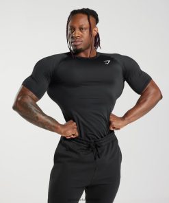 Gymshark Belgie - Gymshark Element-basislaag-T-shirt zwart Heren Z6ZD64701