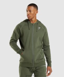 Gymshark Belgie - Gymshark Hoodie met rits en logo kern olijf Heren Z6ZD64821
