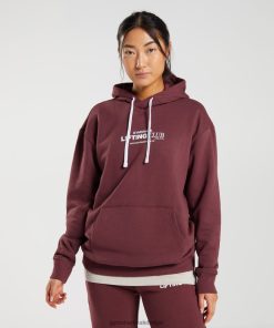 Gymshark Belgie - Gymshark Oversized hoodie van sociale club kersenbruin vrouwen Z6ZD64398