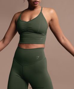 Gymshark Belgie - Gymshark Verhoogde lange sportbeha mos olijf vrouwen Z6ZD64157