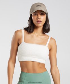 Gymshark Belgie - Gymshark Whitney wimpergebreide bandeau dakraam wit vrouwen Z6ZD64165