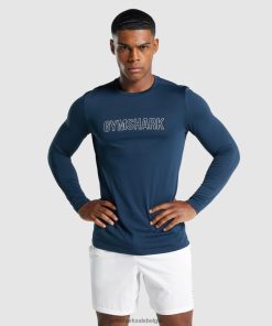 Gymshark Belgie - Gymshark aankomst grafisch t-shirt met lange mouwen marine Heren Z6ZD64669