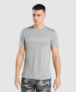 Gymshark Belgie - Gymshark aankomst grafisch t-shirt rokerig grijs Heren Z6ZD64665