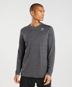 Gymshark Belgie - Gymshark aankomst t-shirt met lange mouwen zwart/silhouet grijs gemêleerd Heren Z6ZD64601