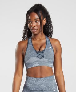 Gymshark Belgie - Gymshark adapt camo naadloze sportbeha riviersteengrijs/avondblauw vrouwen Z6ZD64145