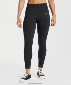 Gymshark Belgie - Gymshark adapt gemêleerde naadloze legging zwart/rookgrijs vrouwen Z6ZD64297