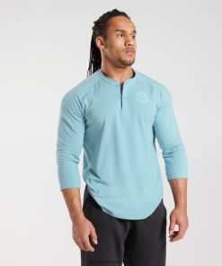Gymshark Belgie - Gymshark erfenis henley top ijsberg blauw Heren Z6ZD64749