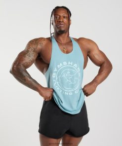Gymshark Belgie - Gymshark erfenis stringer ijsberg blauw Heren Z6ZD641021