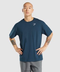 Gymshark Belgie - Gymshark essentieel oversized t-shirt marine Heren Z6ZD64573