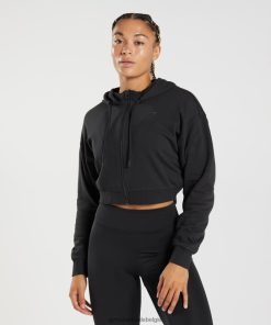 Gymshark Belgie - Gymshark gs power cropped hoodie met rits zwart vrouwen Z6ZD64354