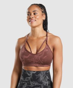 Gymshark Belgie - Gymshark gs power sportbeha kersenbruine print vrouwen Z6ZD64221