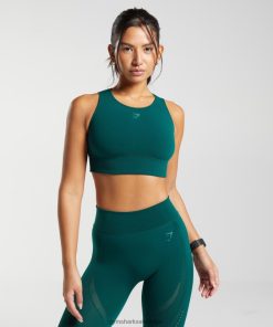 Gymshark Belgie - Gymshark kettinggebreide crop top bos groen vrouwen Z6ZD64476