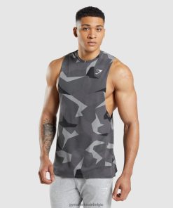 Gymshark Belgie - Gymshark kritische drop-armtank zwarte afdruk Heren Z6ZD64949