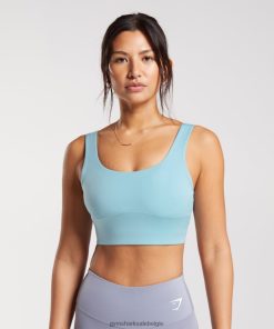 Gymshark Belgie - Gymshark lange sportbeha ijsberg blauw vrouwen Z6ZD64153