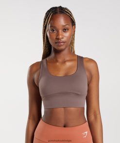 Gymshark Belgie - Gymshark lange sportbeha truffel bruin vrouwen Z6ZD64149