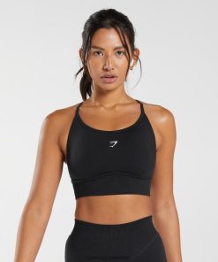 Gymshark Belgie - Gymshark naadloze lange sportbeha van sweatstof zwart vrouwen Z6ZD64113