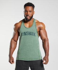 Gymshark Belgie - Gymshark powerwashed stringer leguaan groen Heren Z6ZD641001