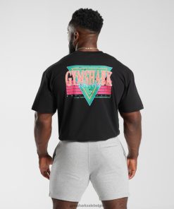 Gymshark Belgie - Gymshark retrowave oversized t-shirt zwart Heren Z6ZD64589