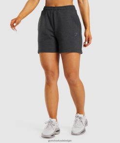 Gymshark Belgie - Gymshark rustdag sweatshort zwarte kernmergel vrouwen Z6ZD6457