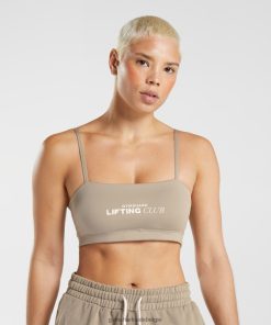 Gymshark Belgie - Gymshark sociale club bandeau cementbruin vrouwen Z6ZD64209