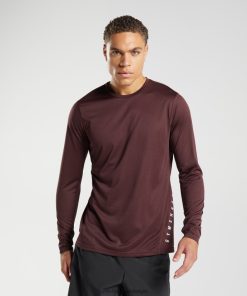 Gymshark Belgie - Gymshark sportshirt met lange mouwen gebakken kastanjebruin/zwart mergel Heren Z6ZD64681