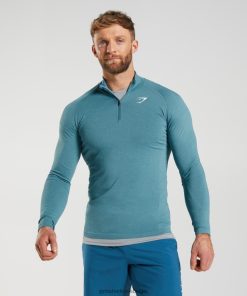 Gymshark Belgie - Gymshark vitale 1/4 ritssluiting donderblauw/ijsbergblauw Heren Z6ZD64857