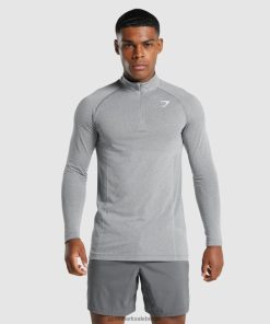 Gymshark Belgie - Gymshark vitale lichte 1/4 ritssluiting houtskool mergel Heren Z6ZD64845