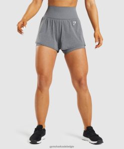 Gymshark Belgie - Gymshark vitale naadloze 2.0 2-in-1 short rokerig grijze mergel vrouwen Z6ZD6497