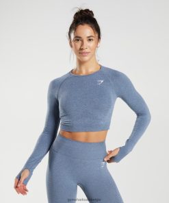 Gymshark Belgie - Gymshark vitale naadloze 2.0 crop top avondblauw mergel vrouwen Z6ZD64468