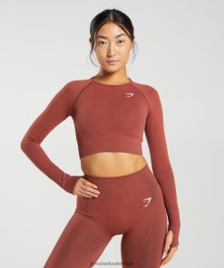 Gymshark Belgie - Gymshark vitale naadloze 2.0 crop top steenrood mergel vrouwen Z6ZD64460