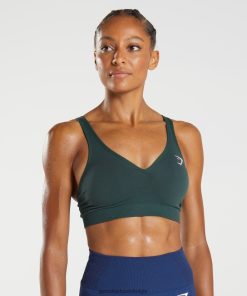 Gymshark Belgie - Gymshark vitale naadloze sportbeha met 2,0 v-hals bosgroene mergel vrouwen Z6ZD64205