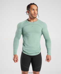 Gymshark Leggingg - Gymshark 315 naadloos T-shirt met lange mouwen vorstblauwgroen/inktblauwgroen Heren Z6ZD64780