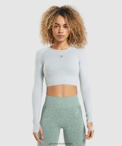 Gymshark Leggingg - Gymshark Flex Sports croptop met lange mouwen lichtgrijs mergel vrouwen Z6ZD64479