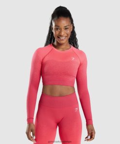 Gymshark Leggingg - Gymshark adapt ombre naadloze crop top met lange mouwen roze/rood vrouwen Z6ZD64488