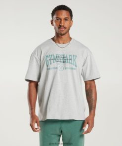 Gymshark Leggingg - Gymshark collegiaal oversized t-shirt lichtgrijze kernmergel Heren Z6ZD64776