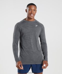 Gymshark Leggingg - Gymshark geo naadloos t-shirt met lange mouwen antraciet/zwart Heren Z6ZD64628