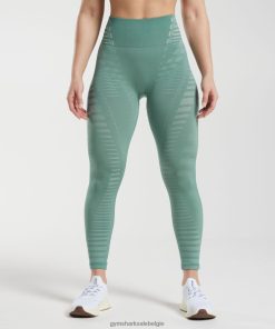 Gymshark Leggingg - Gymshark grenzeloze leggings inktblauwgroen/vorstgroenblauw vrouwen Z6ZD64340