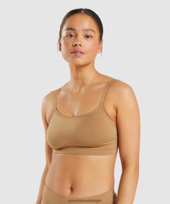 Gymshark Leggingg - Gymshark naadloze bralette met ronde hals goud lichtbruin vrouwen Z6ZD64508