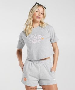 Gymshark Leggingg - Gymshark sterke perzikkleurige midi-top lichtgrijs mergel vrouwen Z6ZD64427