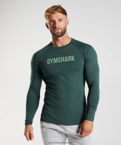 Gymshark Sale - Gymshark Apollo-T-shirt met lange mouwen obsidiaan groen Heren Z6ZD64754