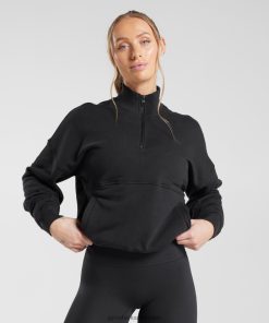 Gymshark Sale - Gymshark Heritage sweatshirt met 1/4 rits zwart vrouwen Z6ZD64412