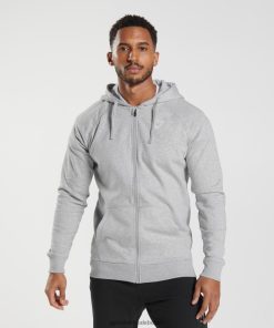 Gymshark Sale - Gymshark Hoodie met rits en logo lichtgrijs mergel Heren Z6ZD64794