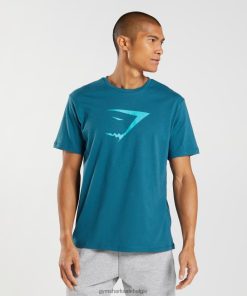 Gymshark Sale - Gymshark T-shirt met haaienkopvulling atlantisch blauw Heren Z6ZD64662