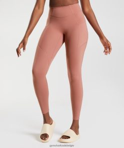 Gymshark Sale - Gymshark Whitney legging met zak voor elke dag kloof rood vrouwen Z6ZD64330