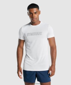 Gymshark Sale - Gymshark aankomst grafisch t-shirt wit Heren Z6ZD64666