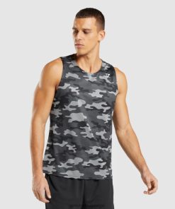 Gymshark Sale - Gymshark aankomst tank grijze afdruk Heren Z6ZD64902