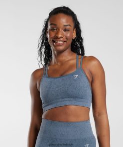 Gymshark Sale - Gymshark adapt gevlekte naadloze sportbeha avond blauw vrouwen Z6ZD64146