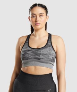 Gymshark Sale - Gymshark adapt ombre naadloze sportbeha driehoek | zwarte afdruk vrouwen Z6ZD64198