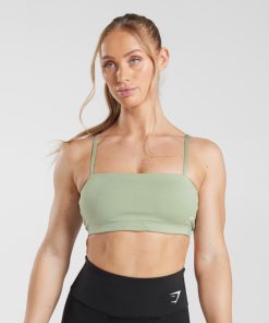 Gymshark Sale - Gymshark bandeau-sportbeha licht olijfgroen vrouwen Z6ZD64210